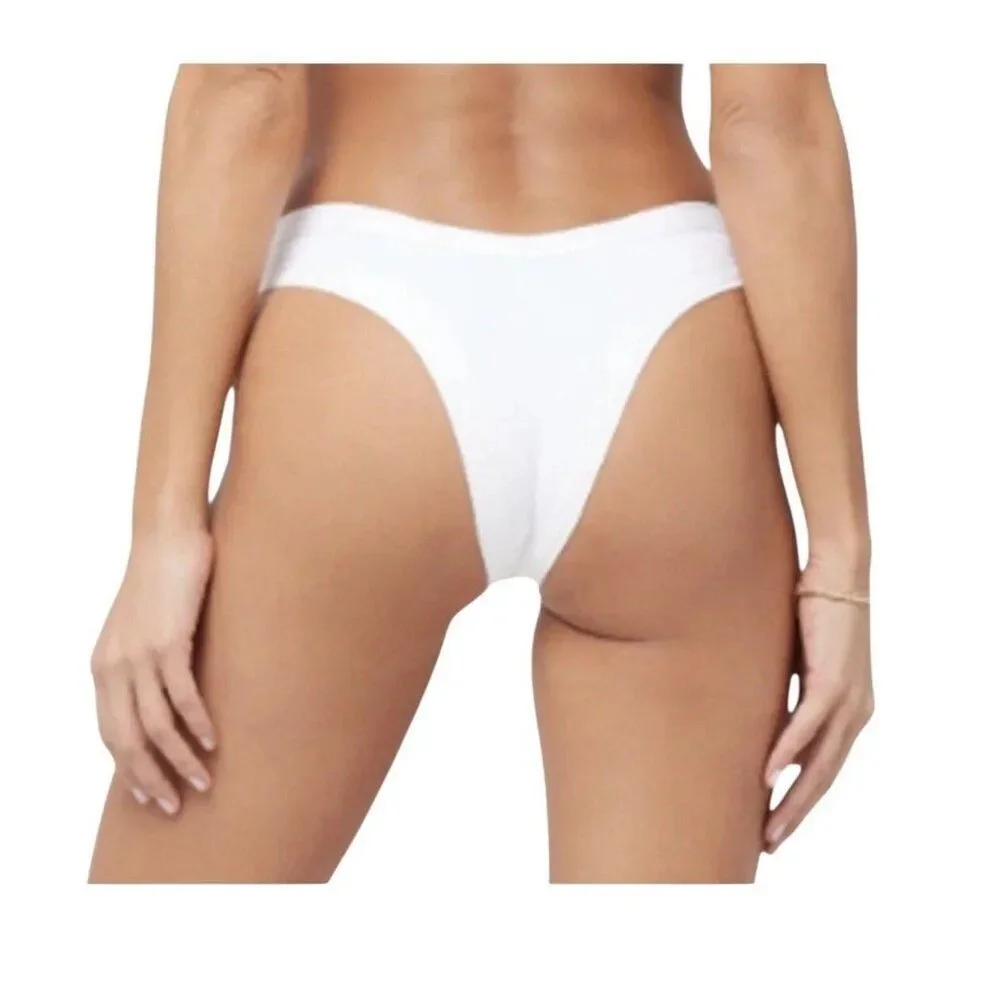L Space Anna Bitsy Bikini Bottom Womens Medium White Ribbed‎ RHANB22
